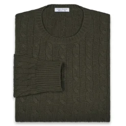 Viola Milano - Cable Knit Loro Piana Cashmere Sweater - Army Green - Handmade in Italy - Luxury Exclusive Collection - Avvenice