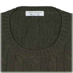 Viola Milano - Cable Knit Loro Piana Cashmere Sweater - Army Green - Handmade in Italy - Luxury Exclusive Collection - Avvenice