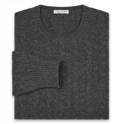 Viola Milano - Cable Knit Loro Piana Cashmere Sweater - Dark Grey - Handmade in Italy - Luxury Exclusive Collection - Avvenice