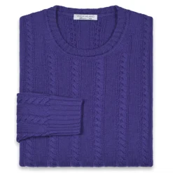 Viola Milano - Cable Knit Lambswool Sweater - Purple - Handmade in Italy - Luxury Exclusive Collection - Avvenice