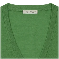 Viola Milano - Cashmere V-Neck Sweater - Apple - Handmade in Italy - Luxury Exclusive Collection - Avvenice
