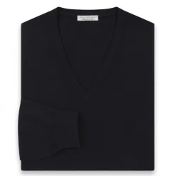 Viola Milano - Cashmere V-Neck Sweater - Navy - Handmade in Italy - Luxury Exclusive Collection - Avvenice