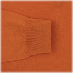 Viola Milano - Cashmere V-Neck Sweater - Orange - Handmade in Italy - Luxury Exclusive Collection - Avvenice