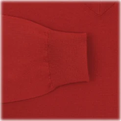 Viola Milano - Cashmere V-Neck Sweater - Red - Handmade in Italy - Luxury Exclusive Collection - Avvenice