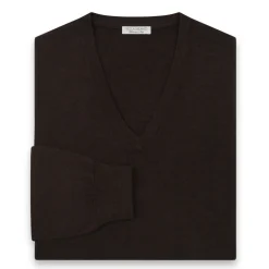 Viola Milano - Cashmere V-Neck Sweater - Brown - Handmade in Italy - Luxury Exclusive Collection - Avvenice