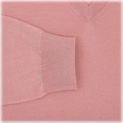 Viola Milano - Cashmere V-Neck Sweater - Pink - Handmade in Italy - Luxury Exclusive Collection - Avvenice