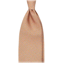 Viola Milano - Chain Circle Selftipped Italian Silk Tie - Orange - Handmade in Italy - Luxury Exclusive Collection - Avvenice