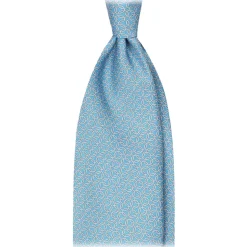 Viola Milano - Chain Circle Selftipped Italian Silk Tie - Light Blue - Handmade in Italy - Luxury Exclusive Collection - Avvenice