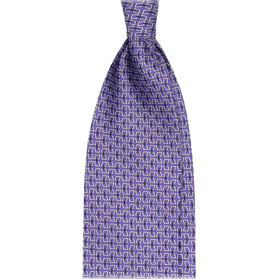Viola Milano - Chain Lock Selftipped Italian Silk Tie - Violet - Made in Italy - Luxury Exclusive Collection - Avvenice