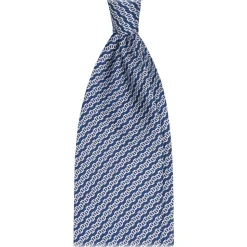 Viola Milano - Chain Maillon Selftipped Italian Silk Tie - Navy / White - Made in Italy - Luxury Exclusive Collection - Avvenice