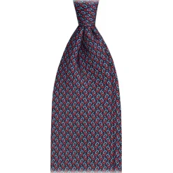 Viola Milano - Chain Pattern Selftipped Silk Tie - Navy - Handmade in Italy - Luxury Exclusive Collection - Avvenice
