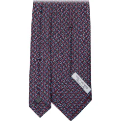 Viola Milano - Chain Pattern Selftipped Silk Tie - Navy - Handmade in Italy - Luxury Exclusive Collection - Avvenice