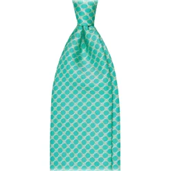 Viola Milano - Chain Pattern Selftipped Silk Tie - Menthol - Handmade in Italy - Luxury Exclusive Collection - Avvenice