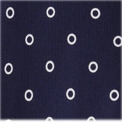 Viola Milano - Circle Printed Selftipped Italian Silk Tie - Navy / White - Made in Italy - Luxury Exclusive Collection - Avvenice