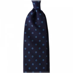 Viola Milano - Circle Printed Selftipped Italian Silk Tie - Navy / Sea - Made in Italy - Luxury Exclusive Collection - Avvenice