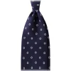 Viola Milano - Circle Printed Selftipped Italian Silk Tie - Navy/White - Handmade in Italy - Luxury Exclusive Collection - Avvenice