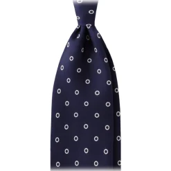 Viola Milano - Circle Printed Selftipped Italian Silk Tie - Navy/White - Handmade in Italy - Luxury Exclusive Collection - Avvenice