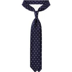 Viola Milano - Circle Printed Selftipped Italian Silk Tie - Navy/White - Handmade in Italy - Luxury Exclusive Collection - Avvenice