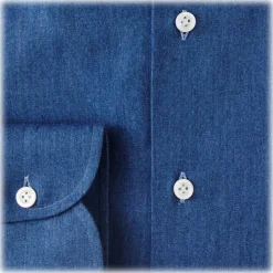 Viola Milano - Classic Denim Button-Down Collar Shirt - Denim - Handmade in Italy - Luxury Exclusive Collection - Avvenice