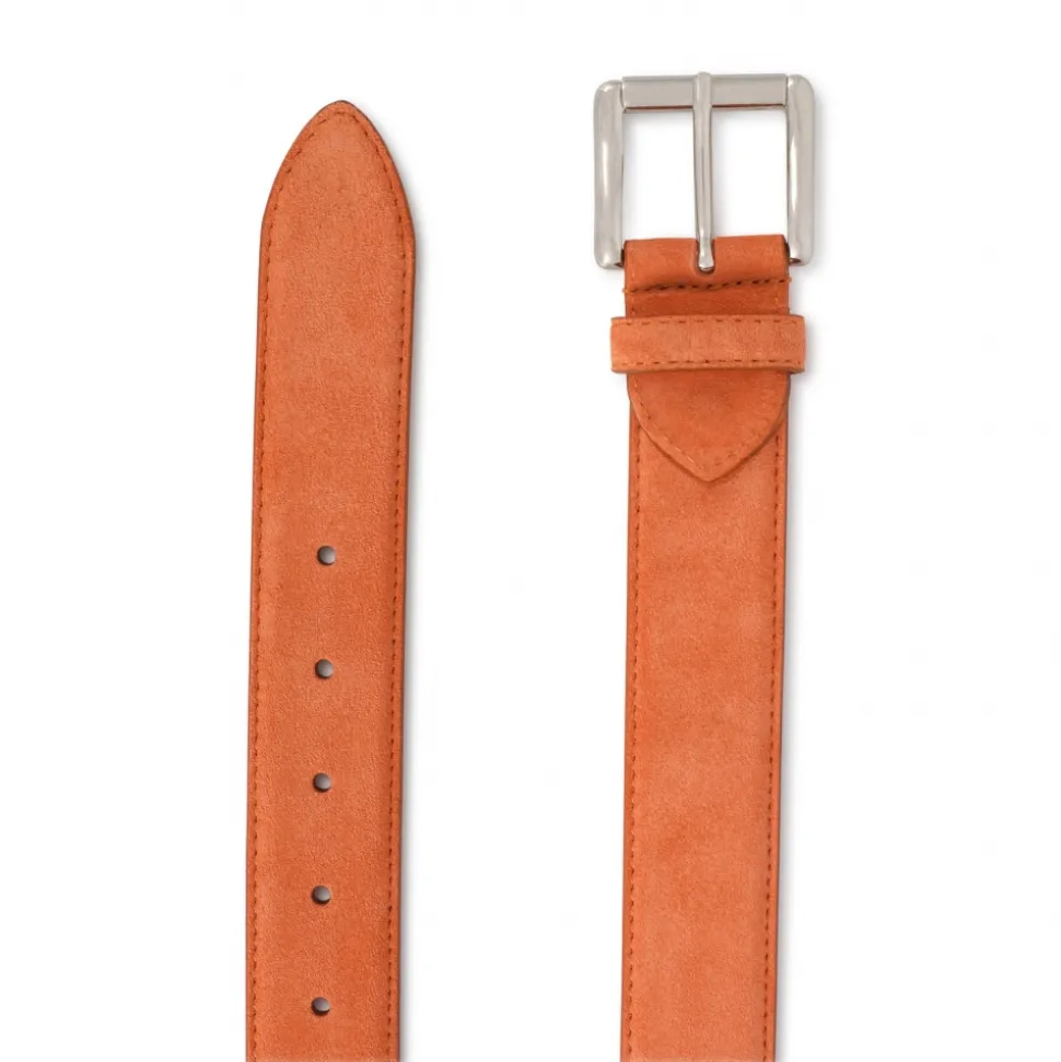 Viola Milano - Classic Italian Suede Belt - Orange - Handmade in Italy - Luxury Exclusive Collection - Avvenice