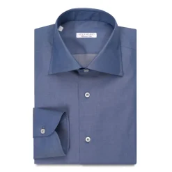 Viola Milano - Classic Italian Denim Collar Shirt - Denim - Handmade in Italy - Luxury Exclusive Collection - Avvenice