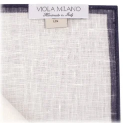 Viola Milano - Classic Linen Pocket Square - Navy - Handmade in Italy - Luxury Exclusive Collection - Avvenice