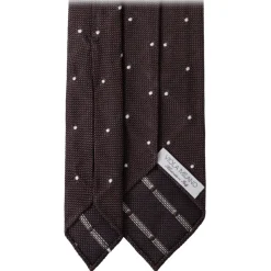 Viola Milano - Classic Polka Dot 3-Fold Grenadine Tie - Brown/White - Handmade in Italy - Luxury Exclusive Collection - Avvenice