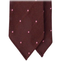 Viola Milano - Classic Polka Dot 3-Fold Grenadine Tie - Burgundy/Pink - Handmade in Italy - Luxury Exclusive Collection - Avvenice