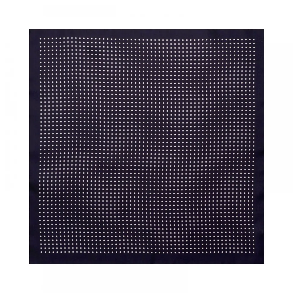 Viola Milano - Classic Polka Dot Silk Pocket Square - Navy - Handmade in Italy - Luxury Exclusive Collection - Avvenice