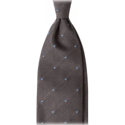 Viola Milano - Classic Polka Dot 3-Fold Grenadine Tie - Grey/Sky - Handmade in Italy - Luxury Exclusive Collection - Avvenice