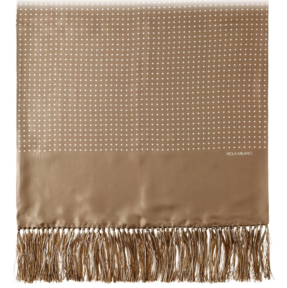 Viola Milano - Classic Polka Dot Madder Silk Scarf - Beige - Handmade in Italy - Luxury Exclusive Collection - Avvenice