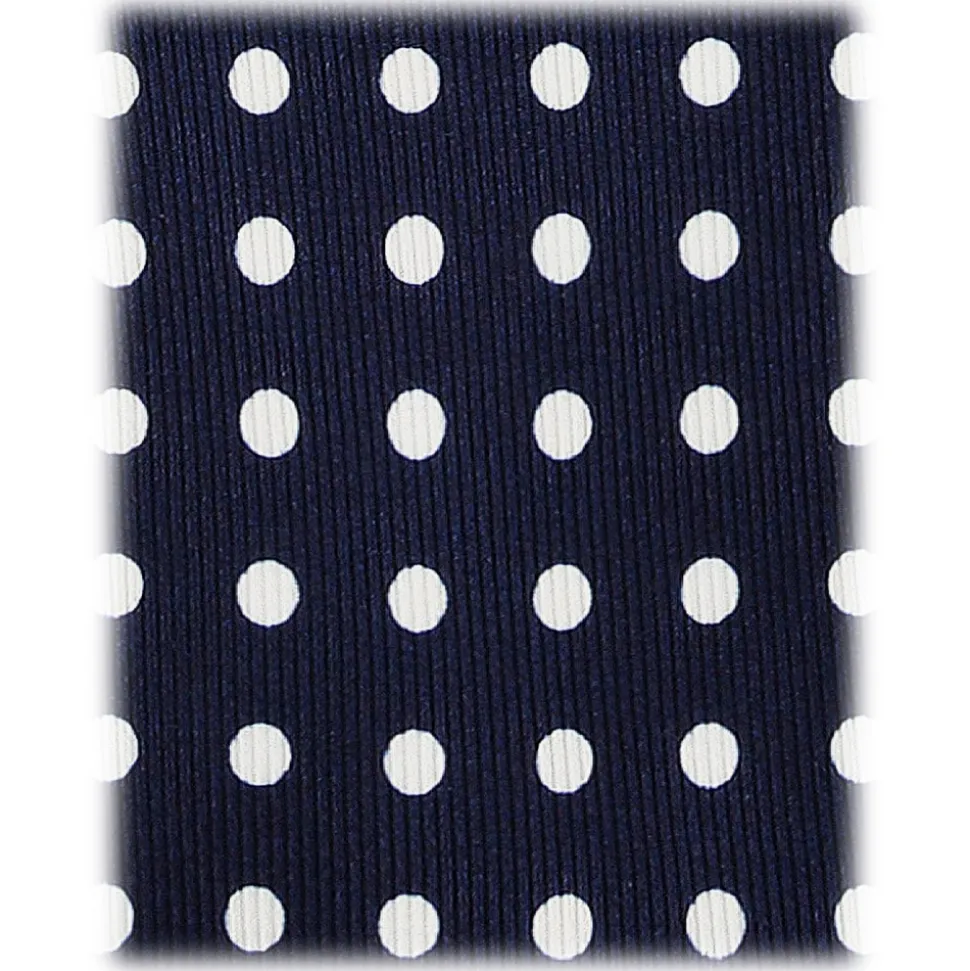 Viola Milano - Classic Polka Dot Selftipped Silk Tie - Navy - Handmade in Italy - Luxury Exclusive Collection - Avvenice
