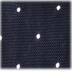Viola Milano - Classic Polka Dot 3-Fold Grenadine Tie - Navy / White - Made in Italy - Luxury Exclusive Collection - Avvenice