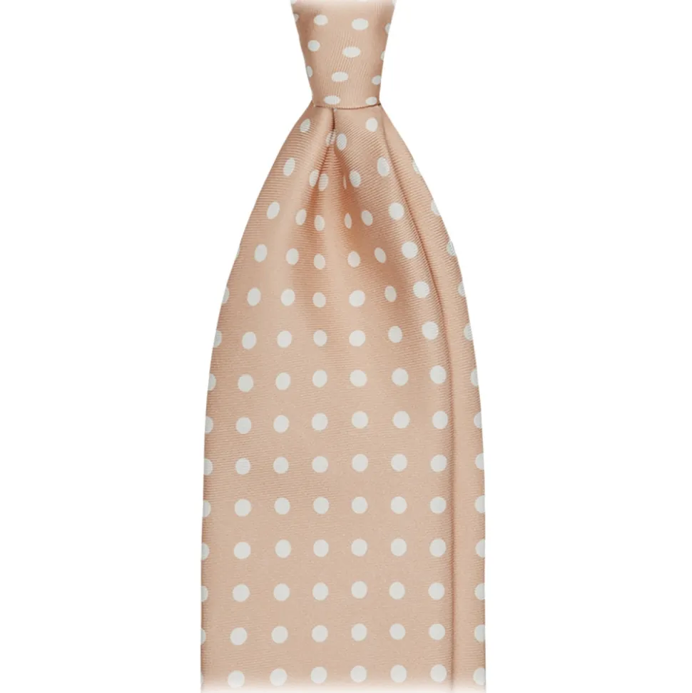 Viola Milano - Classic Polka Dot Selftipped Silk Tie - Sand - Handmade in Italy - Luxury Exclusive Collection - Avvenice