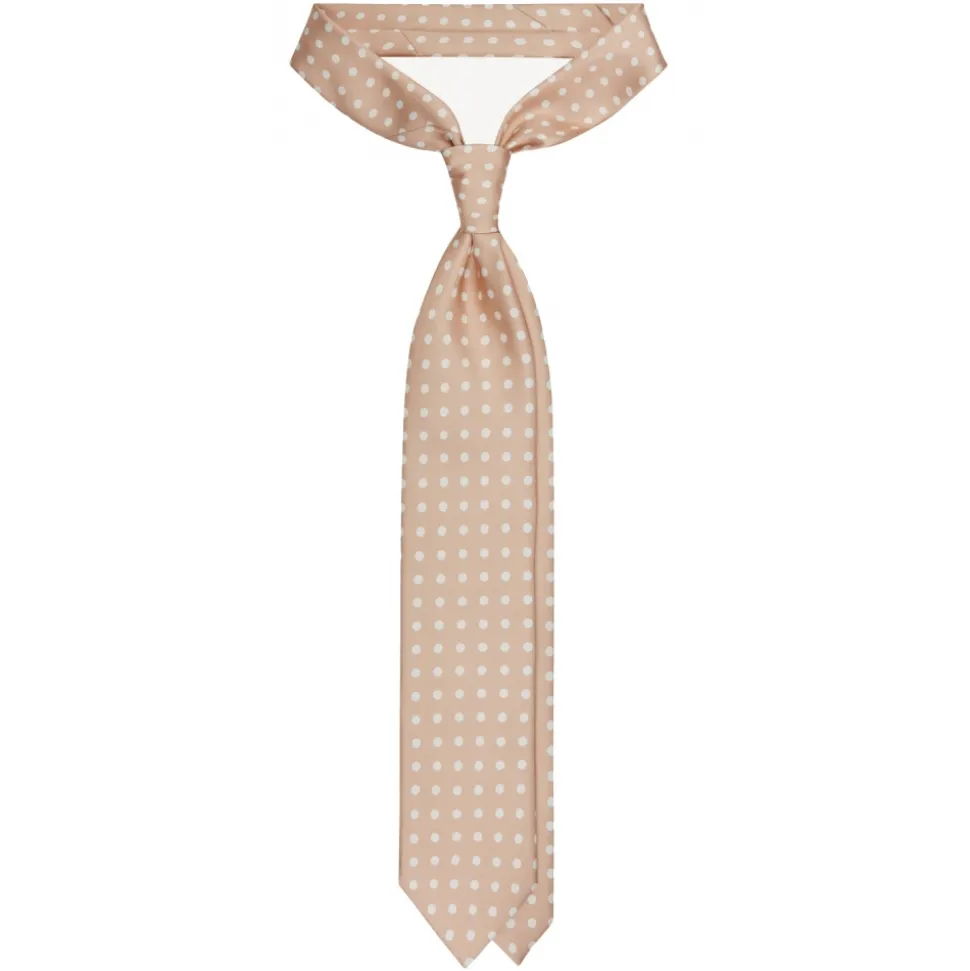 Viola Milano - Classic Polka Dot Selftipped Silk Tie - Sand - Handmade in Italy - Luxury Exclusive Collection - Avvenice