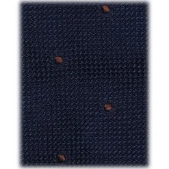 Viola Milano - Classic Polka Dot 3-Fold Grenadine Tie - Navy/Brown - Handmade in Italy - Luxury Exclusive Collection - Avvenice