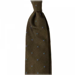 Viola Milano - Classic Polka Dot 3-Fold Grenadine Tie - Olive / Sea - Made in Italy - Luxury Exclusive Collection - Avvenice