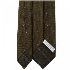 Viola Milano - Classic Polka Dot 3-Fold Grenadine Tie - Olive / Sea - Made in Italy - Luxury Exclusive Collection - Avvenice