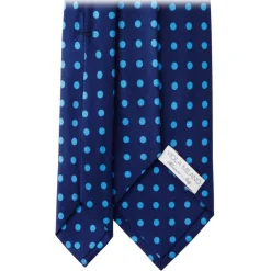 Viola Milano - Classic Polka Dot Selftipped Silk Tie - Blue/Sky - Handmade in Italy - Luxury Exclusive Collection - Avvenice