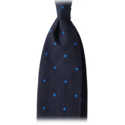 Viola Milano - Classic Polka Dot 3-Fold Grenadine Tie - Navy / Blue - Made in Italy - Luxury Exclusive Collection - Avvenice
