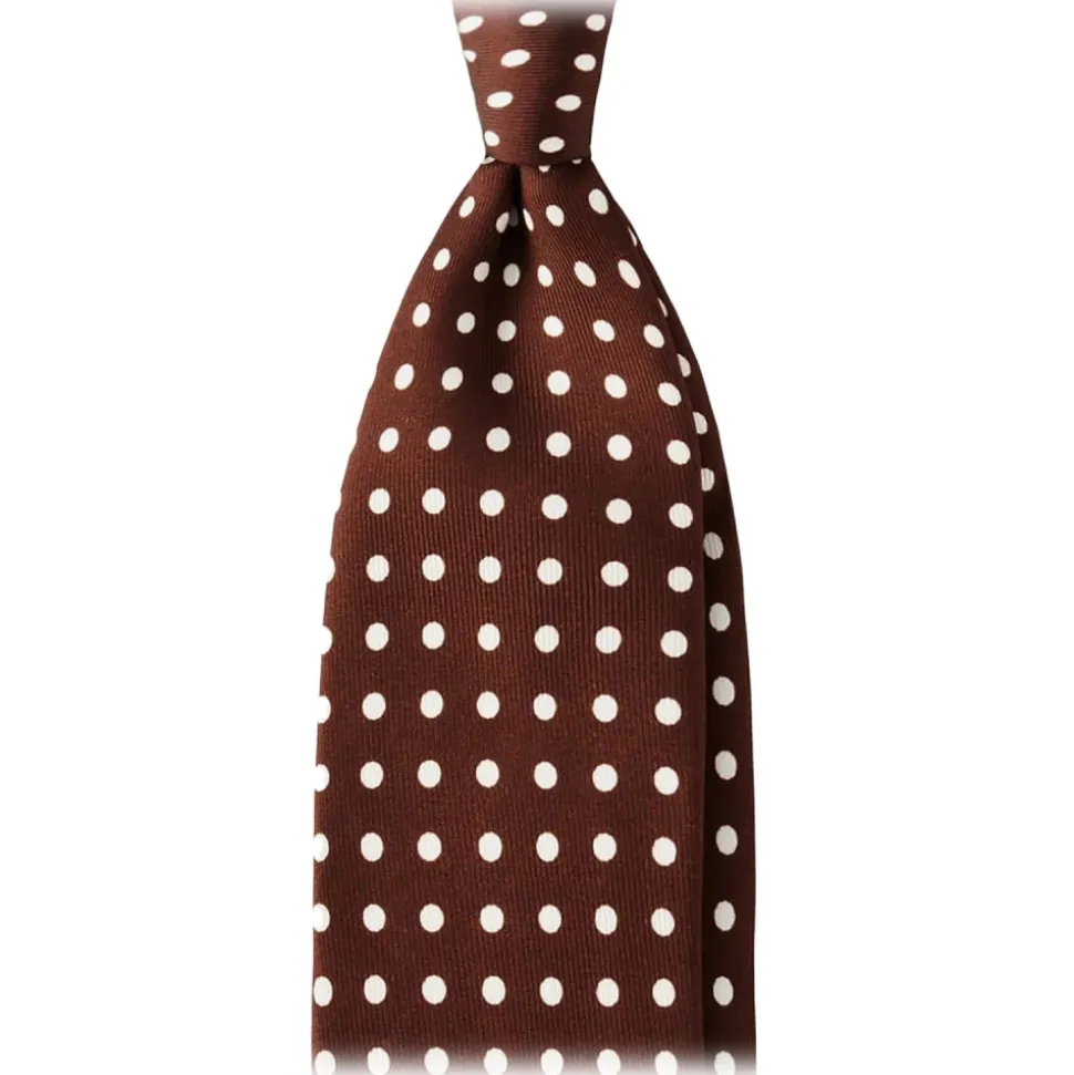 Viola Milano - Classic Polka Dot Selftipped Silk Tie - Brown - Handmade in Italy - Luxury Exclusive Collection - Avvenice