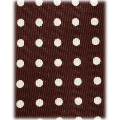 Viola Milano - Classic Polka Dot Selftipped Silk Tie - Brown - Handmade in Italy - Luxury Exclusive Collection - Avvenice