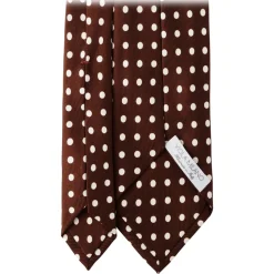 Viola Milano - Classic Polka Dot Selftipped Silk Tie - Brown - Handmade in Italy - Luxury Exclusive Collection - Avvenice