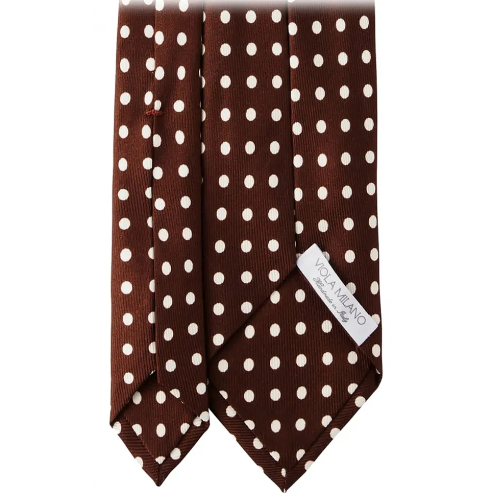 Viola Milano - Classic Polka Dot Selftipped Silk Tie - Brown - Handmade in Italy - Luxury Exclusive Collection - Avvenice