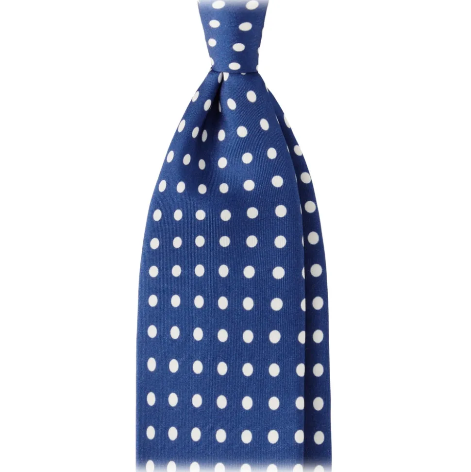 Viola Milano - Classic Polka Dot Selftipped Silk Tie - Blue/White - Handmade in Italy - Luxury Exclusive Collection - Avvenice