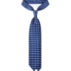 Viola Milano - Classic Polka Dot Selftipped Silk Tie - Blue/White - Handmade in Italy - Luxury Exclusive Collection - Avvenice