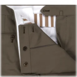 Viola Milano - Classic 4-seasonal Cotton Trousers - Army Green - Handmade in Italy - Luxury Exclusive Collection - Avvenice