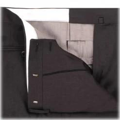 Viola Milano - Classic 4-seasonal Wool Trousers - Dark Grey - Handmade in Italy - Luxury Exclusive Collection - Avvenice