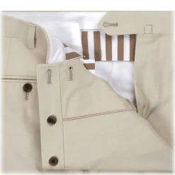 Viola Milano - Classic 4-seasonal Cotton Trousers - Beige - Handmade in Italy - Luxury Exclusive Collection - Avvenice