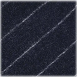 Viola Milano - Classic Shalk Stripe Untipped Flannel Tie - Navy - Made in Italy - Luxury Exclusive Collection - Avvenice